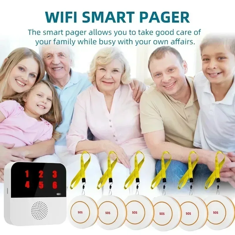 Tuya Seniors WIFI Button Wireless Caregiver Pager Elderly SOS Alarm Senior Elderly Emergency Alarm for Patients At Home medical alert button emergency alarm button