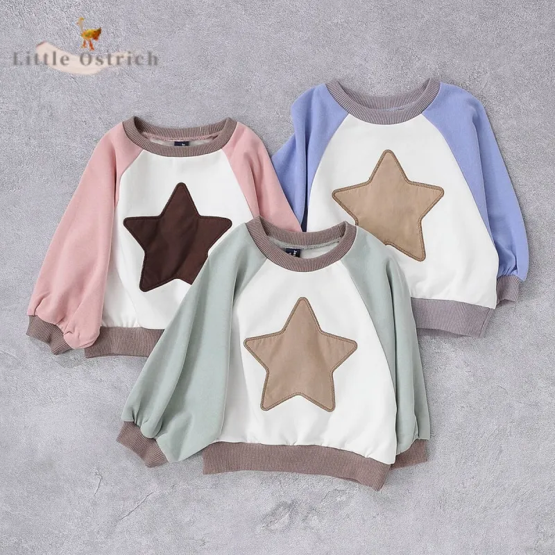 

Baby Girl Boy Cotton Hoodie Spring Infant Toddler Child Long Sleeve Sweatshirt Casual Star Print Pullover Baby Clothes 12M-7Y