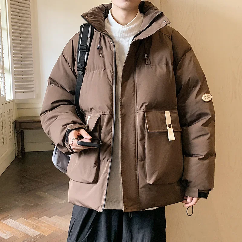 Colorful Men's Winter Jacket Korean Men's Puffer Coats Large Pocket Oversize Outwear Harajuku Hip Hop Winter Parka Male Clothing