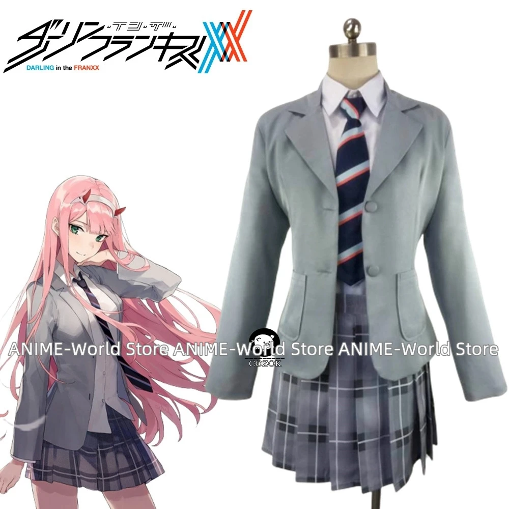 

DARLING in the FRANXX Cosplay Suit Code 002 Zero Two Halloween Party Stage Costume Japan Anime High School Uniform 5pcs set
