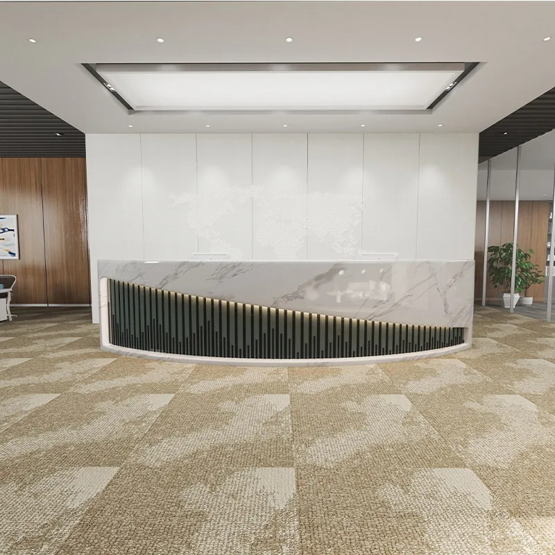 Banco reception di lusso di design, espositore, organizer per ufficio, reception ad angolo, salone moderno, bancone, reception, mobili per la casa - immagine 3