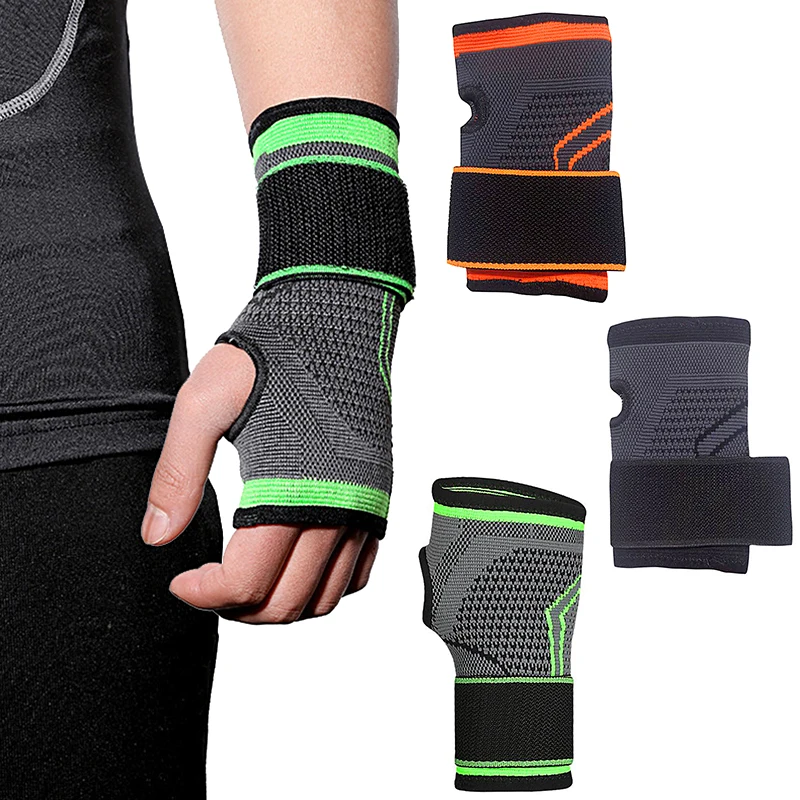 

Men Gym Compression Hand Wrist Brace Support Guards Sport Strap Wrapping Safety Fitness Adjustable Brace Fingerless Wristband