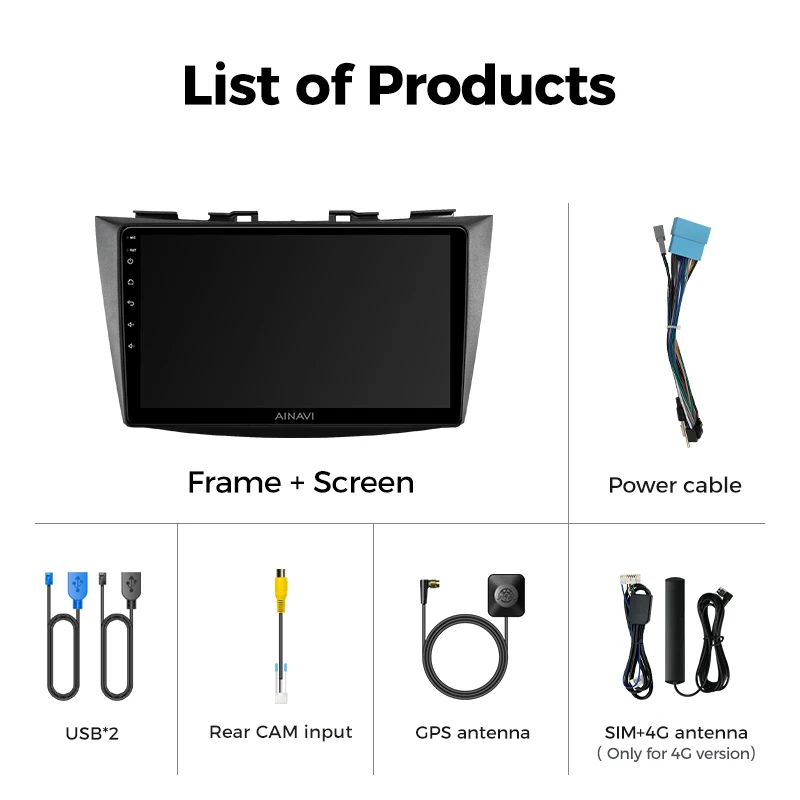 Ainavi Car Radio For Suzuki Swift 4 2011-2017 Dire Android Auto radioMultimedia Player 4G Wifi GPS DSP 48EQ 2din