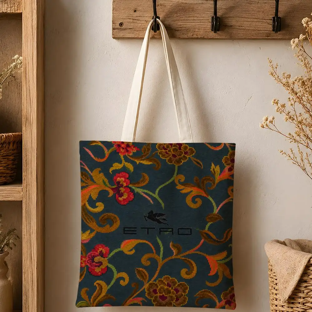 Eco-Friendly Cotton Canvas Tote Bag - Reusable Large Capacity Fashion Storage Bag