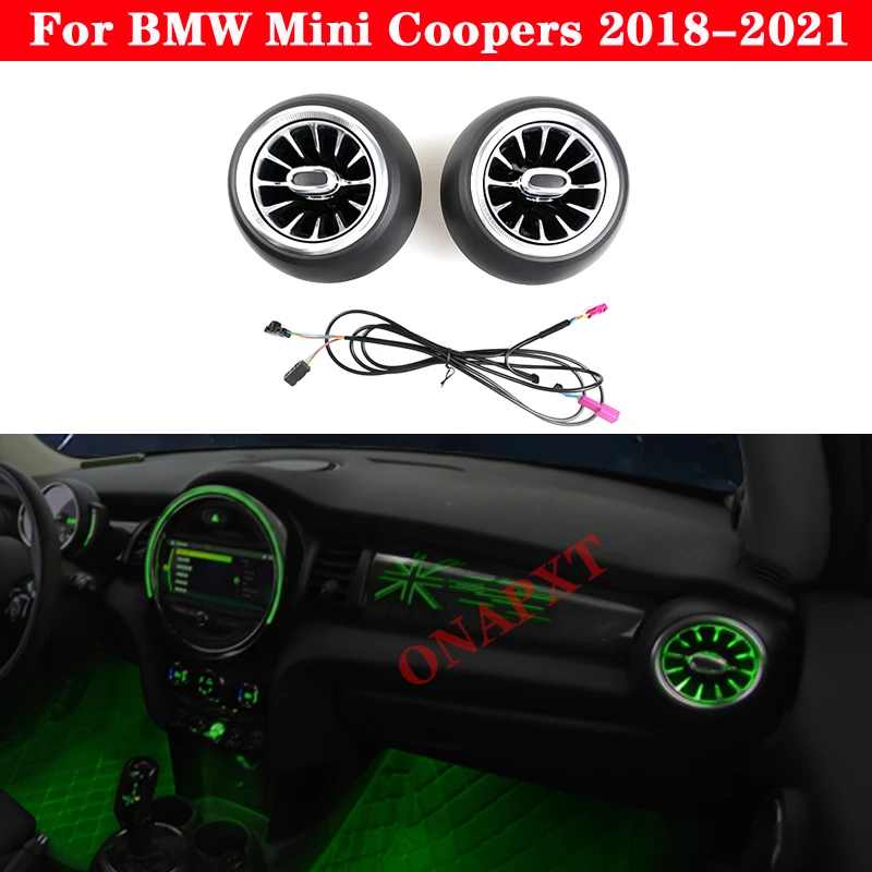 12-color Set For BMW Mini Coopers 2018-2021 LED Car Air Vent Turbine Outlet Nozzle Luminous Ambient Light Atmosphere Neon Lamp