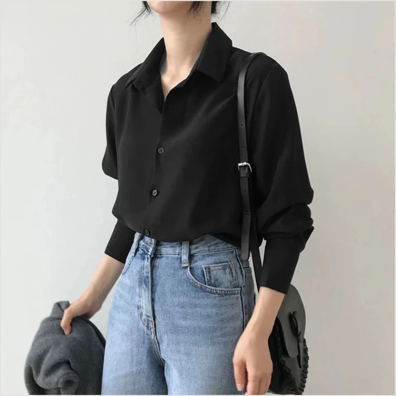 New Autumn Women's Clothing  Women's Long Sleeve Cardigan Shirt Fashion Button Single-breasted Lapel Casual Shirt Elegant Top