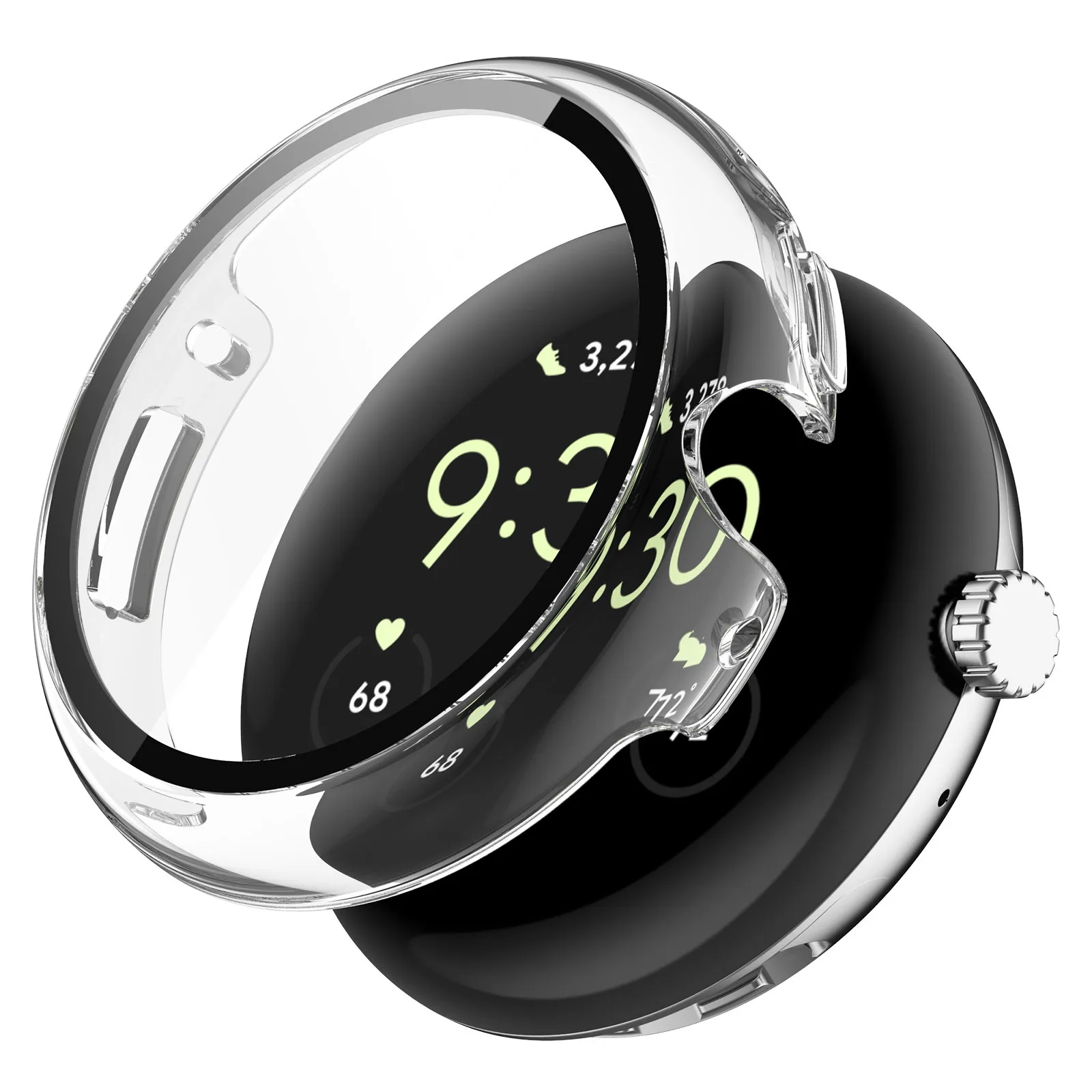 Google Pixel Watch 용 PC 유리 케이스 3 2 41MM 45MM 전체 스마트 시계 화면 보호기 범퍼 쉘 픽셀 시계 커버 액세서리