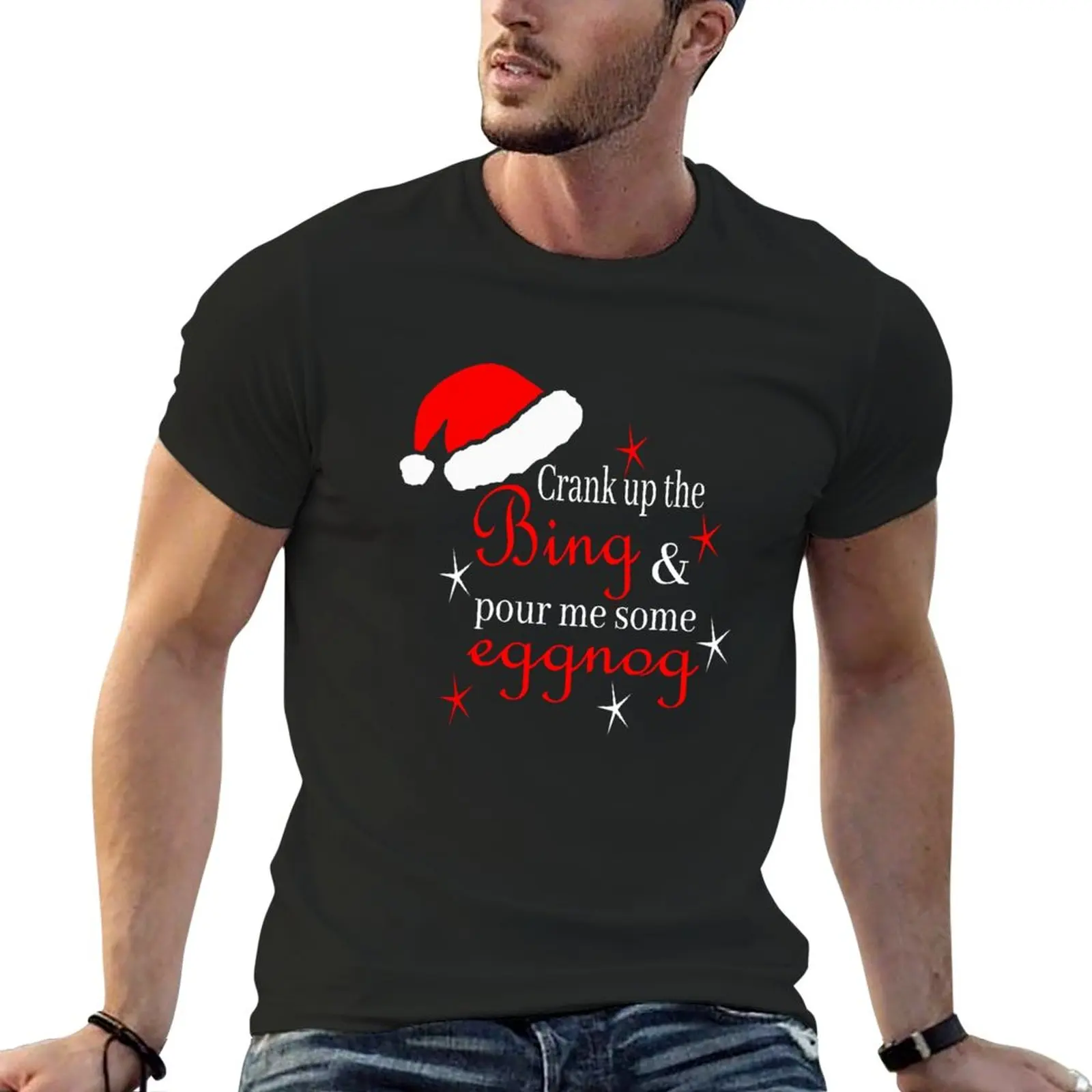 Crank Up The Bing And Pour Me Un Po' Di T-Shirt Eggnog Plus Size Top Magliette Personalizzate Magliette Semplici Da Uomo