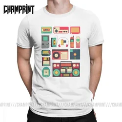 Retro Technology T-shirts men Walkman Betamax gadgets boombox music vintage 100% cotton tees T shirts 4XL 5XL 6XL clothing