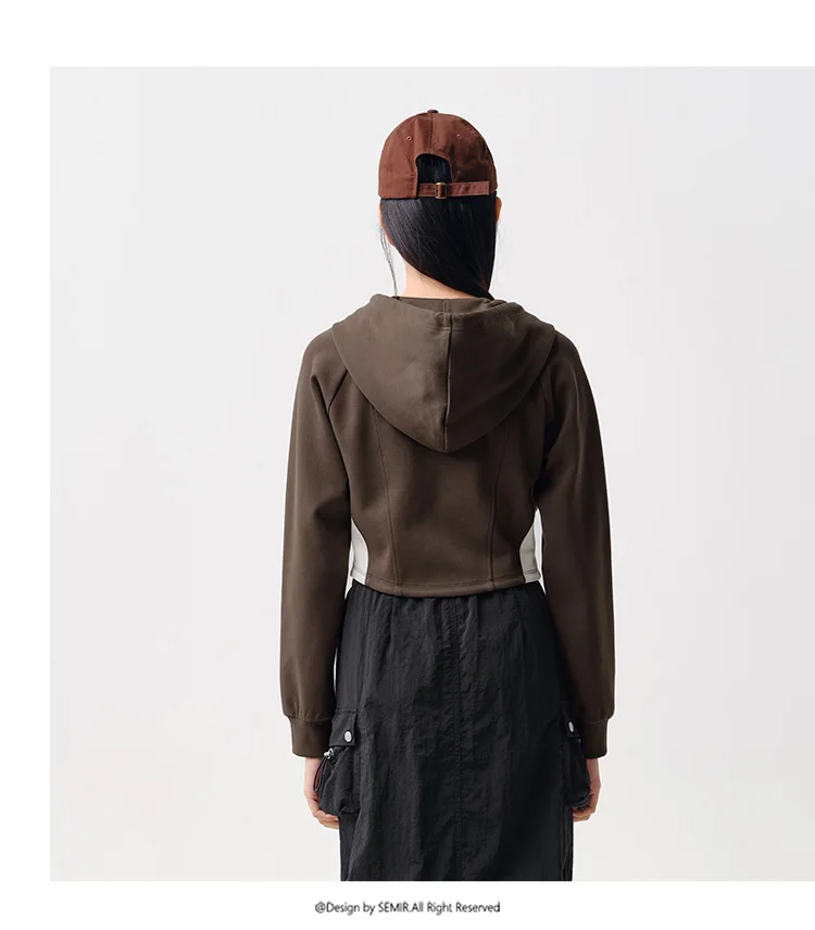 Outerwear Women Short Style Raglan-sleeved Vintage Simple Spring Slimming Skinny Hooded Jacket Sporty Style
