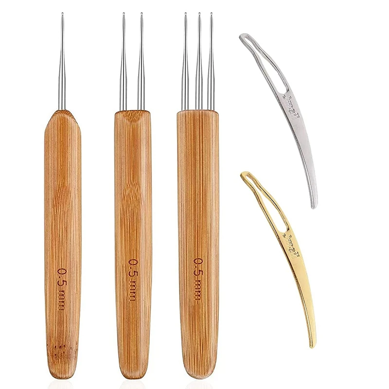 

5 Pcs Dreadlock Hook Tool, 3 Dreadlocks Crochet Hooks with 2 Dreadlocks Interlock Needles, Crochet Hook Needle (0.5MM)