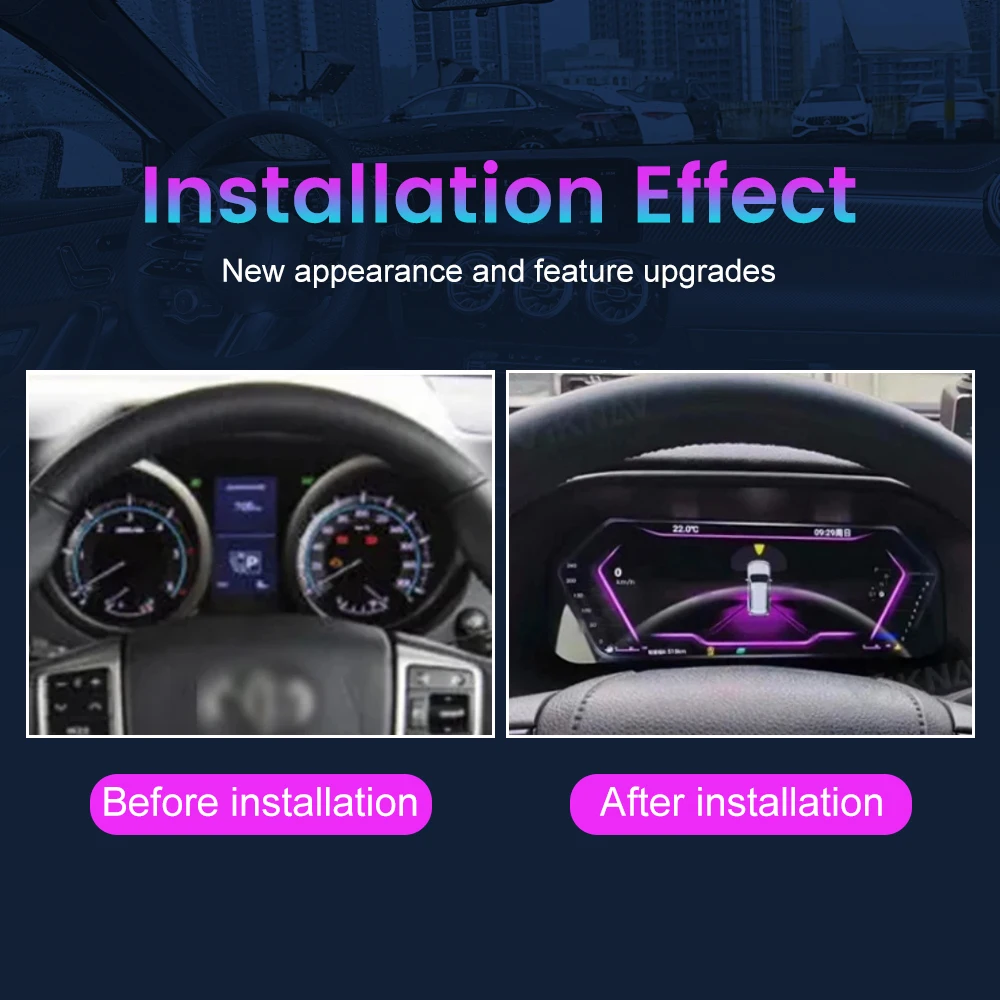 Panel Digital LCD de 12,3 pulgadas para Toyota Prado 2010-2019, Panel de instrumentos Virtual, velocímetro, medidor de cabina, actualización 1