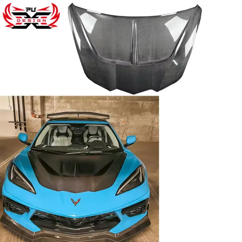 

Perfect Fit For Chevrolet Corvette C8 ST Style Hood Carbon Fiber Hood Car Accessories Carbon Bonnet Engine Cover