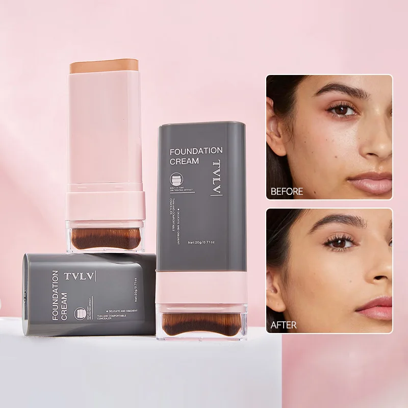 TVLV Concealing Foundation Stick 5 Shades Built-In Brush Cream Finish Lightweight Waterproof Formula sponge head concealer waterproof concealer makeup concealer face concealer concealer foundation cream