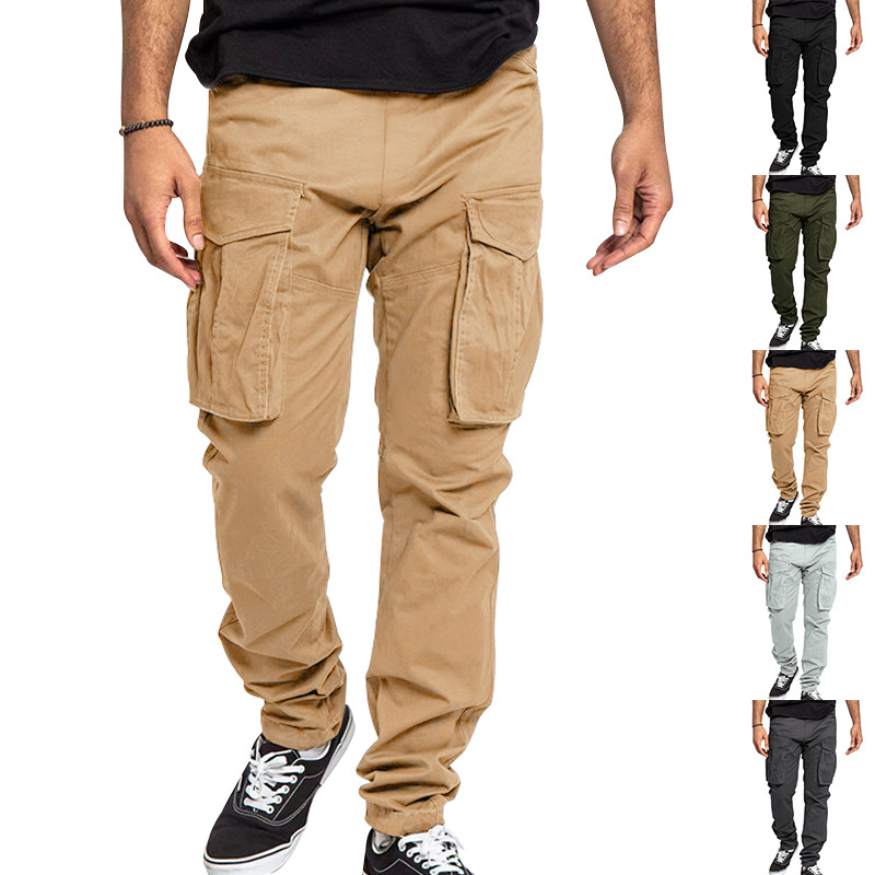 Large Size Men's Solid Color Multi-Pocket Casual Pants For Men Cargo pants
