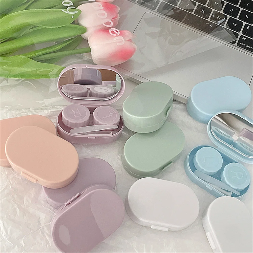 

2023 New Portable Mini Contact Lens Case Lovely Travel Kit Pocket Contact Lens Cases Easy Carry With Mirror Lenses Box Container