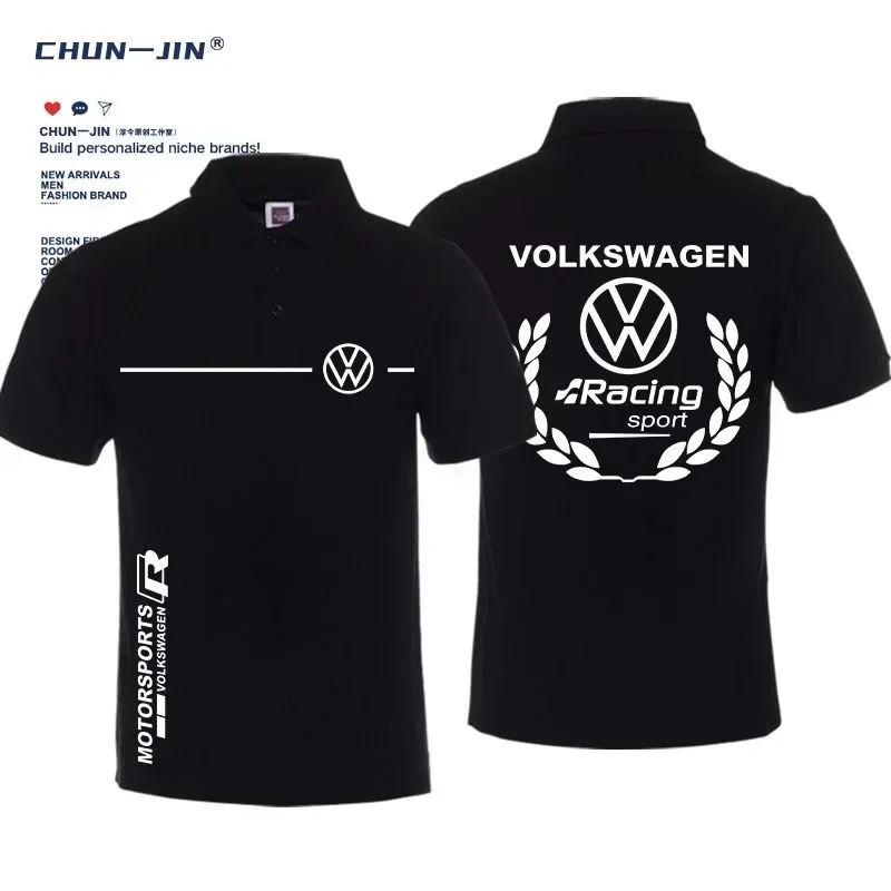24SS summer cotton short-sleeved motorcycle T-shirt POLO shirt men's lapel for V-Volkswagens, cotton motorcycle t shirt