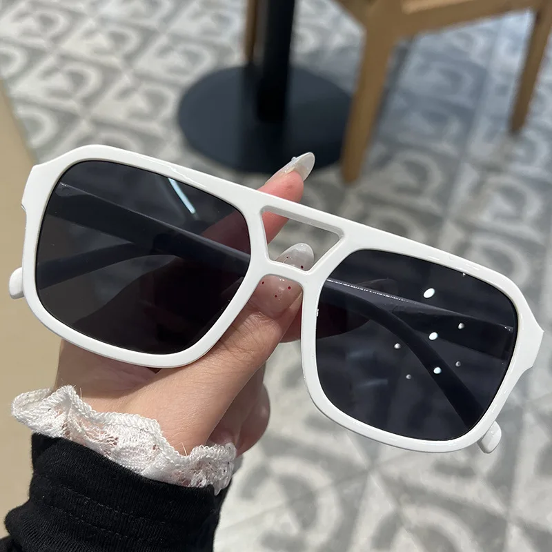 Double Beam Irregular Sunglasses Retro Personalized Double Bridge Sunglasses Popular Square Sunglasses Uv400 Eyewear For Woman