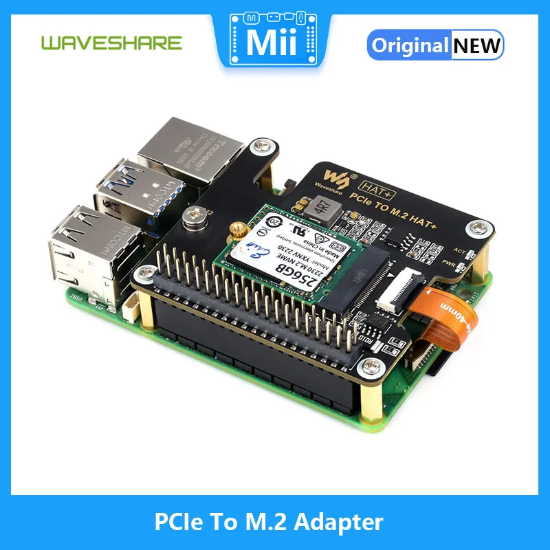 Waveshare PCIe to M.2 ,   5 , NVMe  M.2 ָ Ʈ ̺, HAT + ǥ 