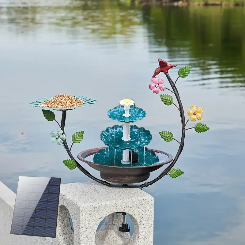Solar-Powered Garden Fountain & Bird Bath 4