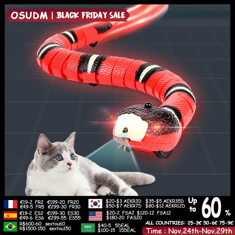 Osudm Cat Toys Smart Sensing Snake Automatic Pet Toy Usb Rechargeable