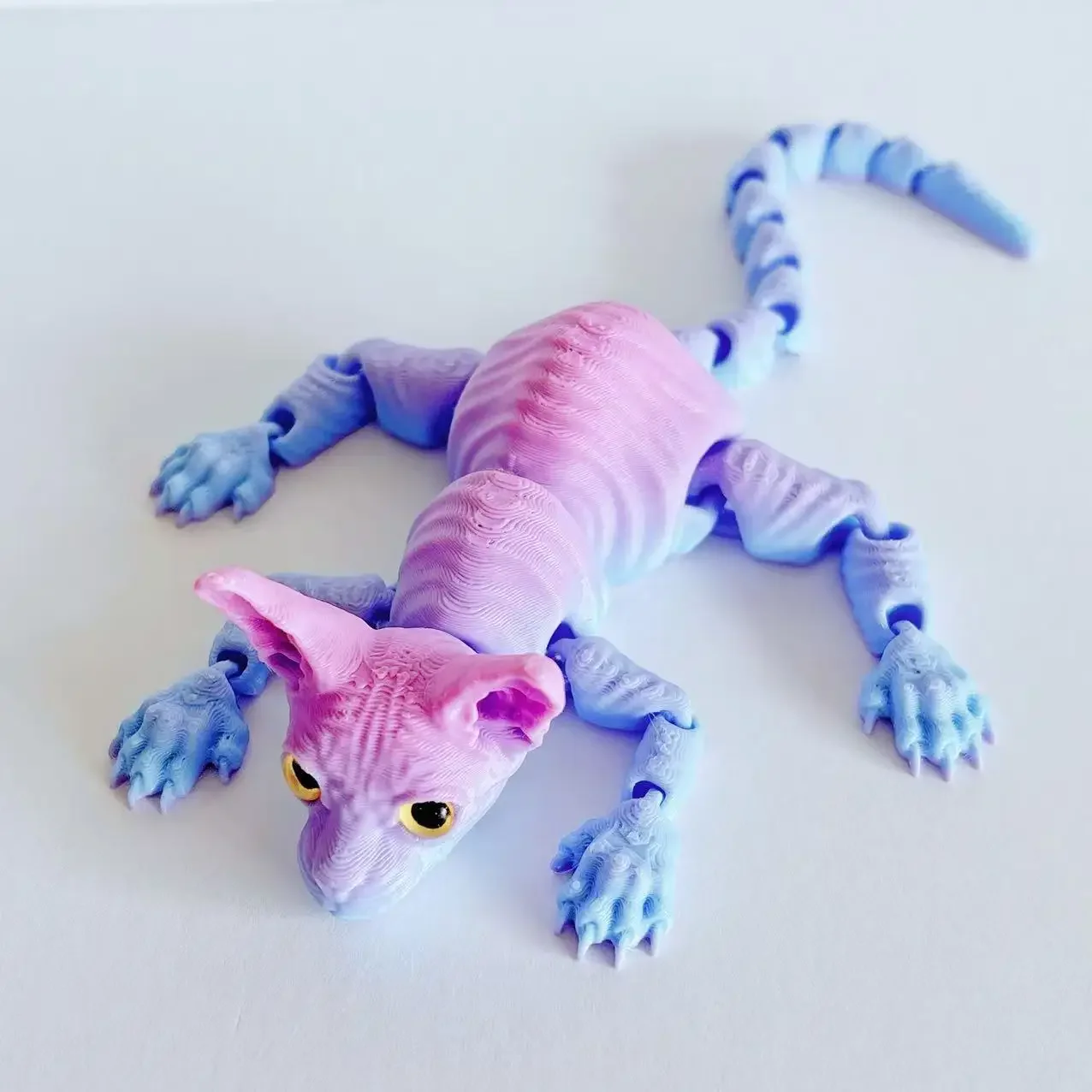Realistic Multi-Joint Movable Cat Figurine - 3D Printed Desk Decor and Gift Toy