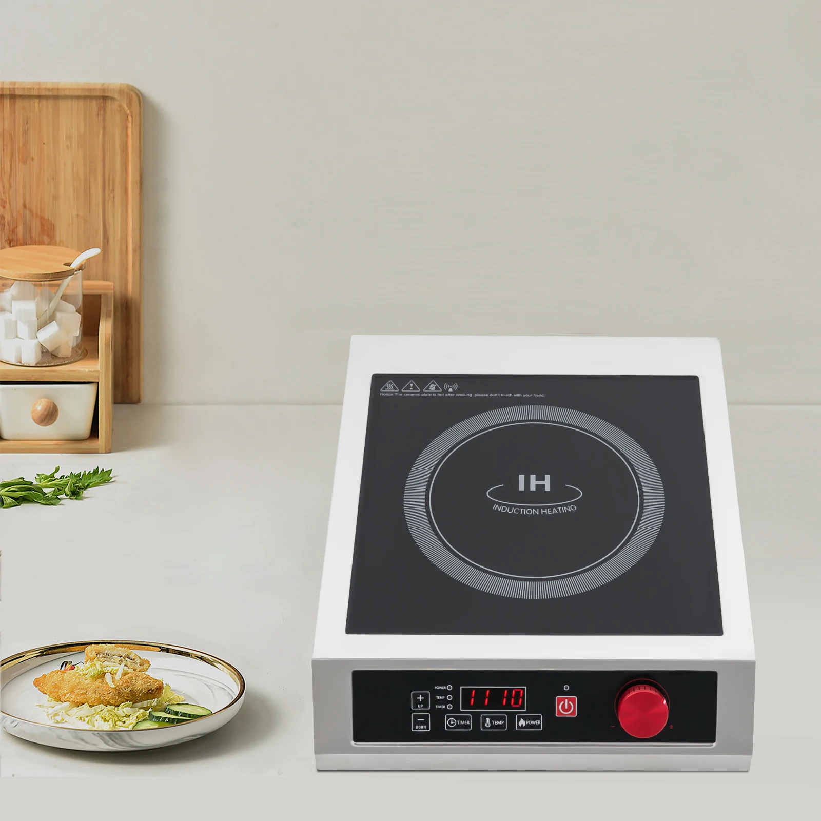 Y14 3500W Stainless Steel Induction Cooktop,110V Black Electric Induction Burner Tabletop 43*35*9cm for Commercial Places 2