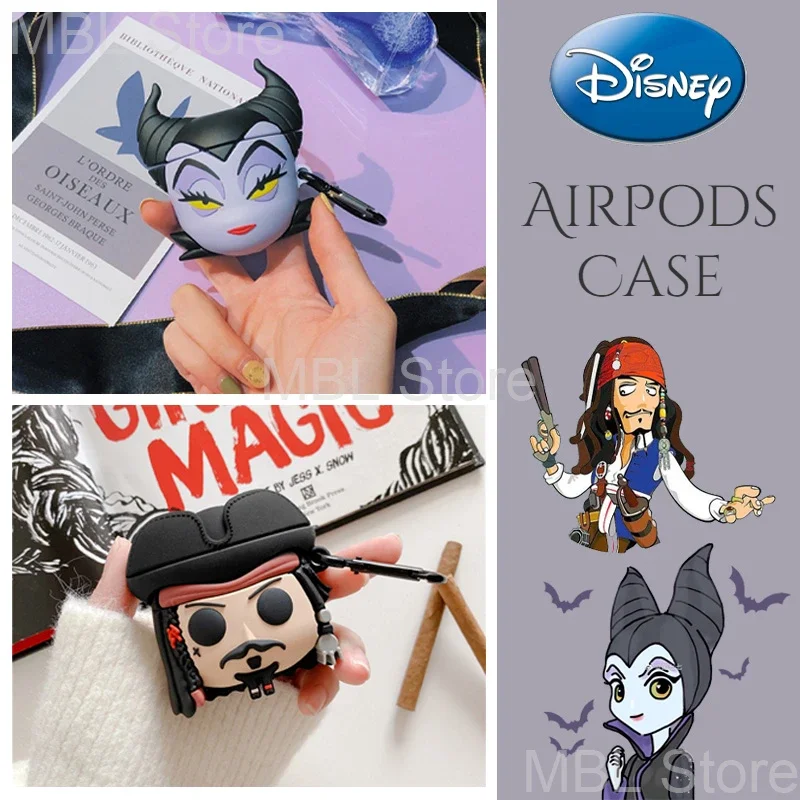 Disney Maleficent kapitan Jack Cute Cartoon pokrywa dla Apple AirPods 1 2 Case dla AirPods Pro Case słuchawki słuchawki Case shell