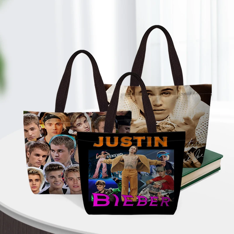 

Justin Bieber Handbag Women Casual Linen Totes Underarm Top Handle Bag Lady Shopping Lunch Travel Bags