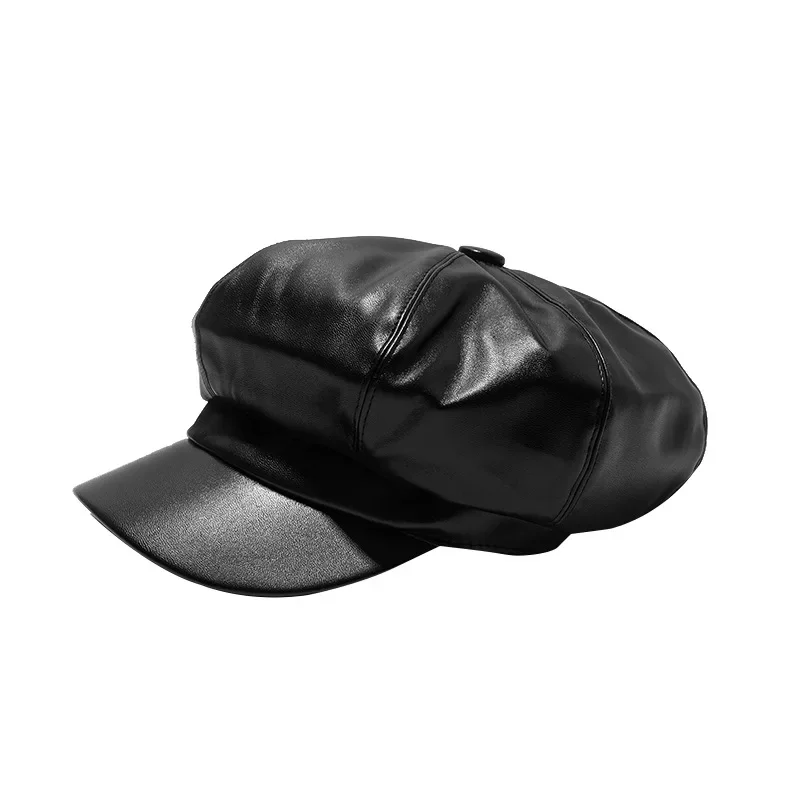 Oohmy PU Leather Newsboy Caps for Women, Cabbie Painter Hat, Gatsby Ivy Beret, Girls, Ladies Cap, Vintage, Classic, 8 Panels