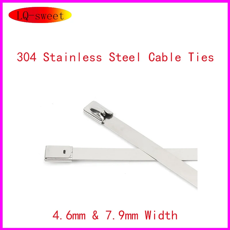 304 Stainless Steel Cable Ties 4.6mm & 7.9mm & 10mm Width | Heavy Duty Self-Locking for Marine, Outdoor, HVAC Duct
