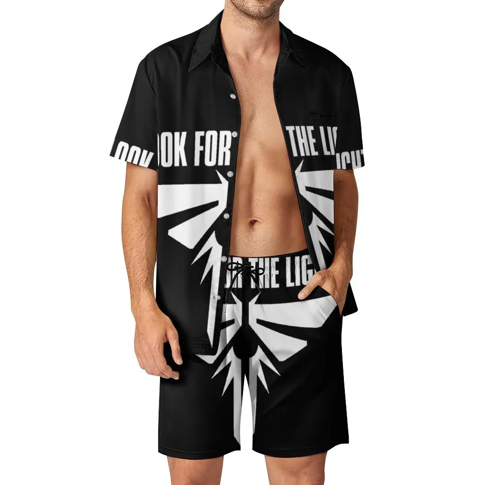 

Мужской пляжный костюм из двух предметов с логотипом светлячков TLOU, высококачественный мужской костюм, Забавный домашний Графический костюм европейского размера