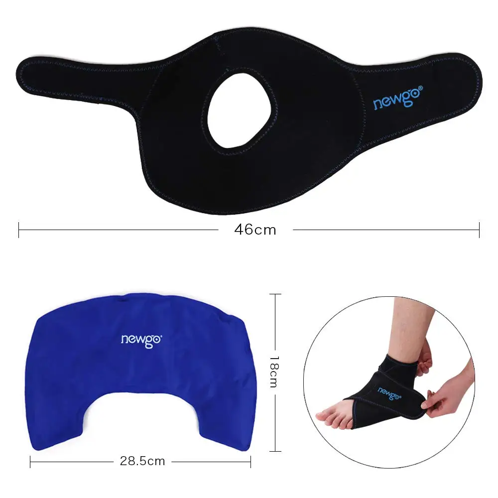 Reusable Ankle Brace Ice Pack for Injuries Hot Cold Compression Therapy Gel Wrap Foot First Aid Sports Pain Relief Ankle Support