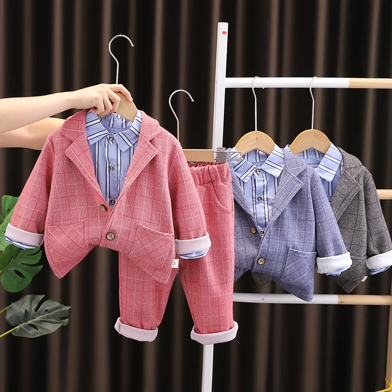 

Boys 3pcs Suits Clothes Sets Spring Autumn Children Coats Shirts Pants Wedding Party Suit For Baby 5 Years Birthday Costume 2024
