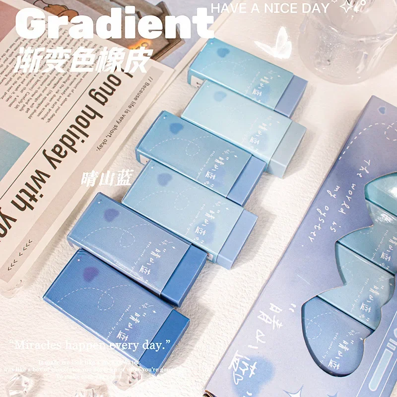 6 pz/set gomme da cancellare a colori sfumati semplicità gomme da cancellare a matita tinta unita per bambini ragazzo ragazza carino studente forniture ritorno a scuola - immagine 3