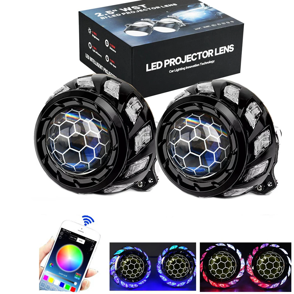2.5インチプロジェクターレンズ RGBエンジェルアイ 垂直プロジェクターレンズ,2.5インチ,h1,h4,h7,rgb,led