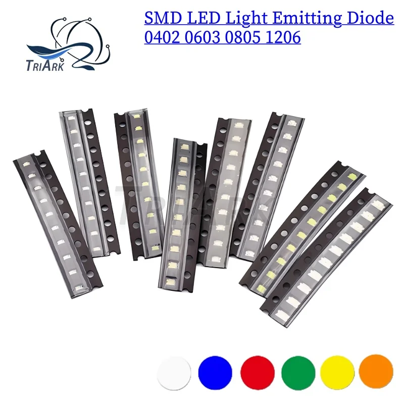 100pcs SMD LED 0402 0603 0805 1206 white red blue yellow green orange High brightness LED Light Emitting Diode