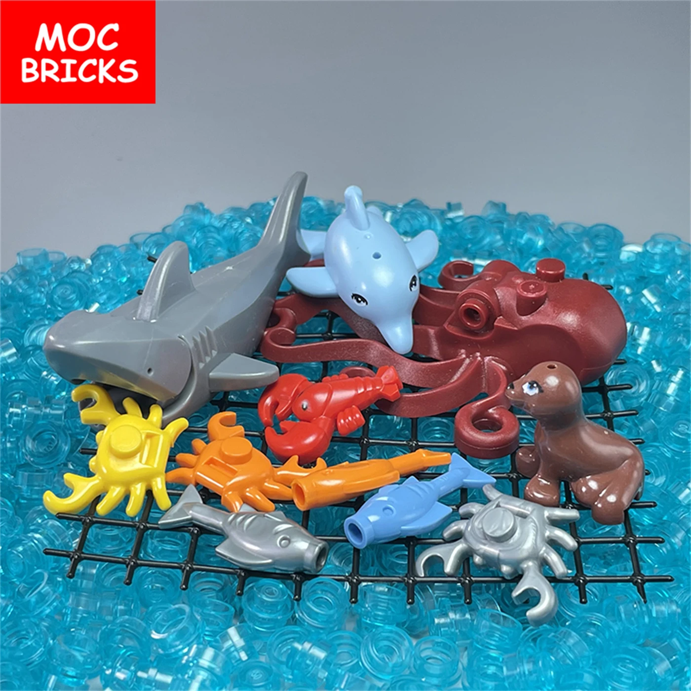 MARINE1227 　3点　まとめ商品 Set Sale MOC Bricks Fishing Net Ocean Animals Dolphin Little Shark