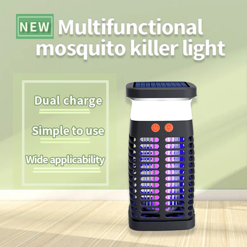 Insect Traps Solar Mosquito Killing Lamp UV Violet Light Outdoor Indoor Multi-functional