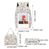 3Pcs Floral Backpack Set Teenagers Book Bag with Lunch Bag & Pen Case School Bookbag Set Large Capacity Travel Daypack 6