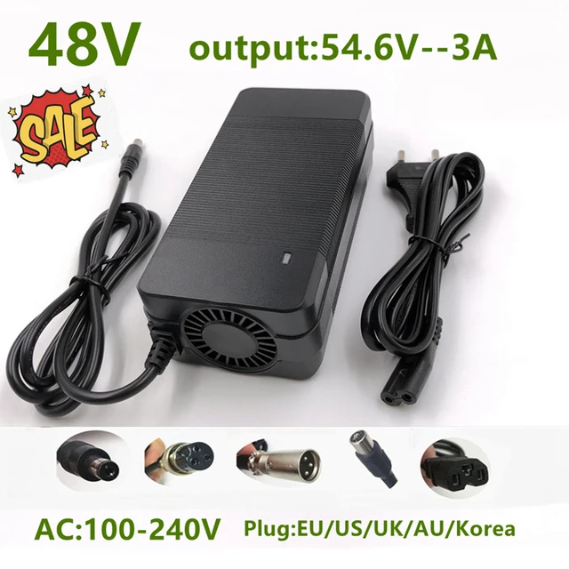 54.6V 5A Power Supply Adapter Smart Charger for 13S 48V Lithium Li