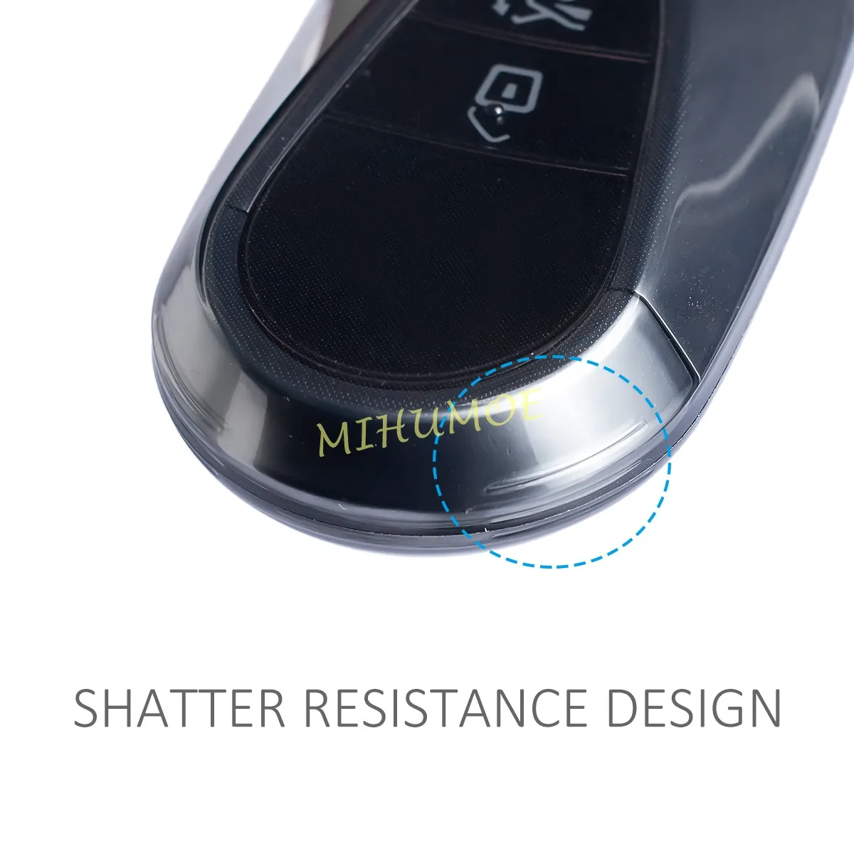 Black Transparent Car Key Fob Case Cover with Keychain Ring