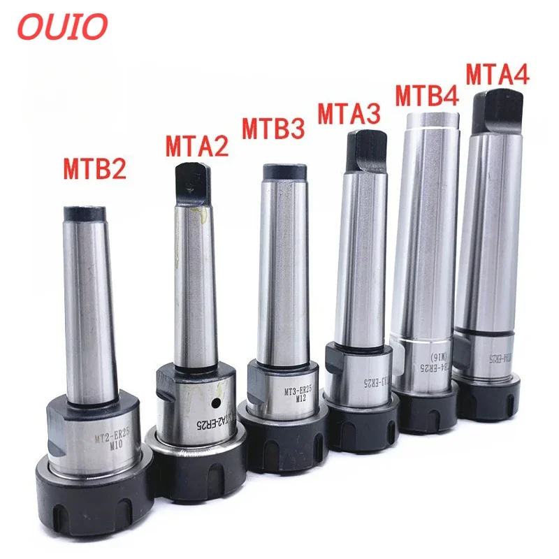 OUIO ER25 Collet Set Spring Clamps 9PCS MT2 ER25 M12 1PC ER25 Wrench Collet Chuck Morse Holder Cone for CNC Milling Lathe Tool