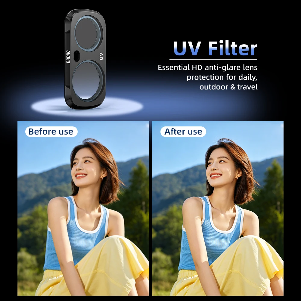 Insta360 Luna UV CPL ND16/VND/블랙 미스트 필터용 BRDRC 자기 렌즈 필터 사진 광학 유리 렌즈 세트 액세서리