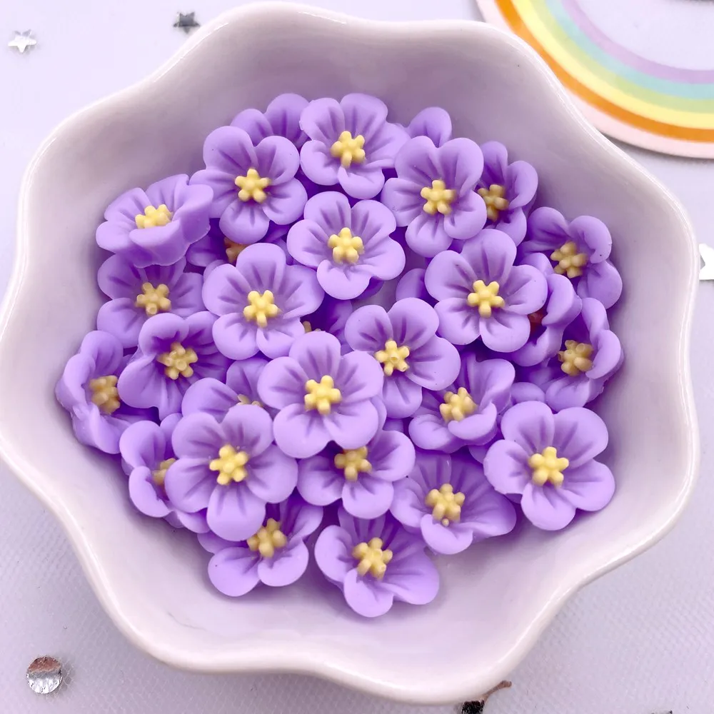 50 Colorful 14mm Resin Morning Glory Flower Gems