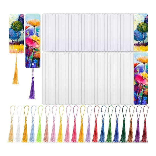 35pcs Sublimation Blank Bookmark Heat Transfer DIY Bookmark Sublimation  Bookmarks with Hole&35pcs Colorful Tassels - AliExpress