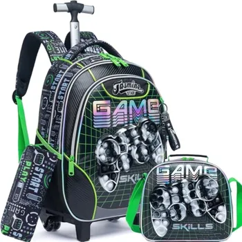 Rolling Backpack with Wheels for Boys Rolling Backpacks with Lunch Box for Elementary School Students 3 in 1 Travel Luggage Car 1