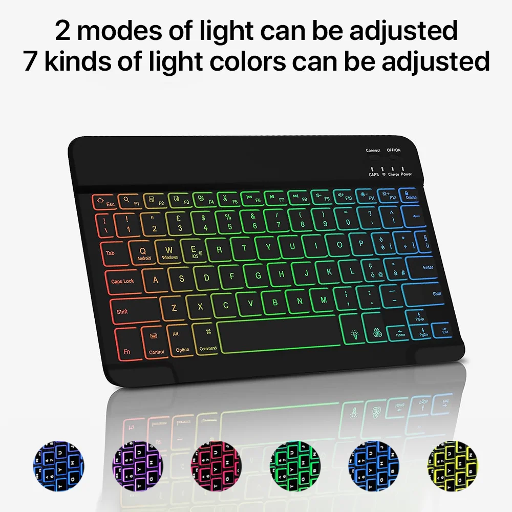 Bluetooth-Tastatur mit Hintergrundbeleuchtung und Maus für iPad, iOS, Android und Windows, wiederaufladbar, für 10-Zoll-Geräte_voghion.com