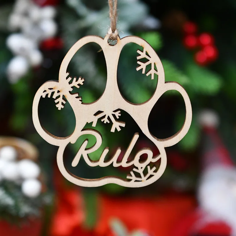 Wooden name ornament Custom-Made Name Christmas Wood Bauble Snowflake Ornament Ball