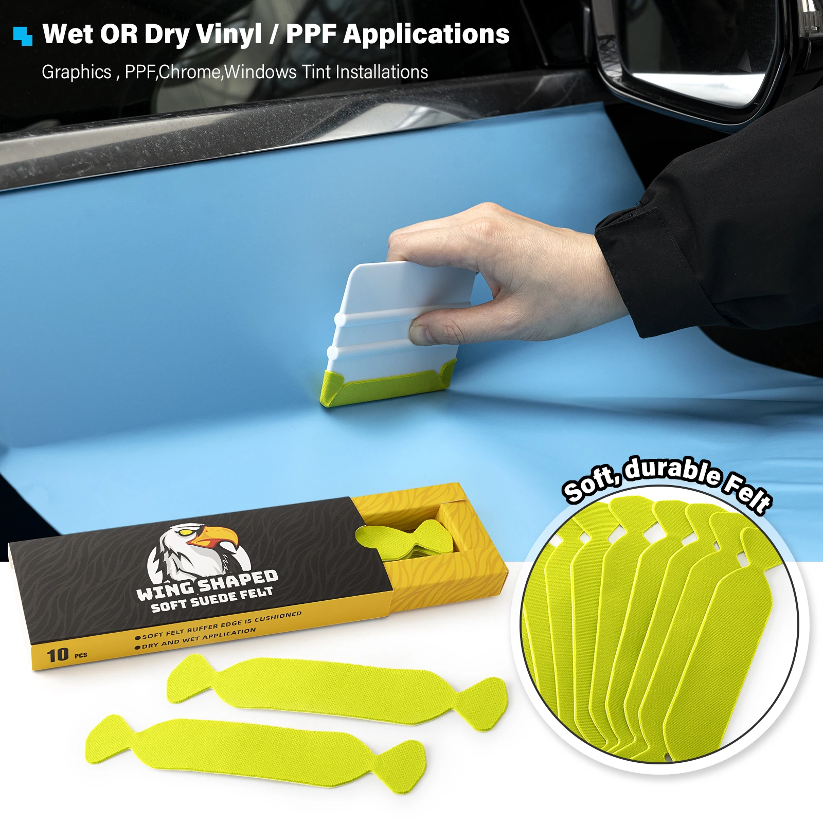 FOSHIO Candy Shape Wrapping er Felt Pad For 10cm Edge Squeegee Car Film Vinyl Applicator Replacement Protection Fabric Cloth